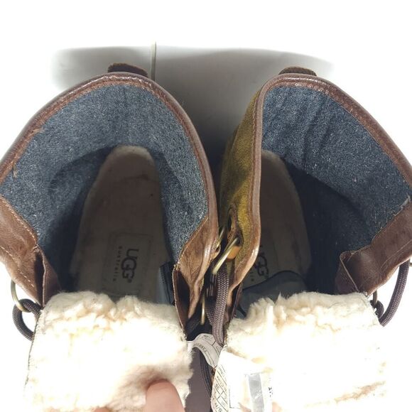 UGG Women's Cecile US 8 Brown Leather Waterproof Sheepskin Lined Duck Boots - Picture 12 of 15